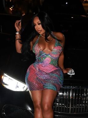 Plunge Halter Sequin Bodycon Dress in Multicolor